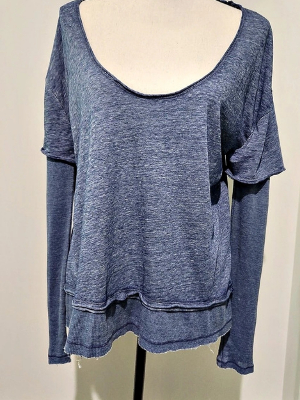 Free People We The Free Two'Small A Charm Long Sleeve Top Blue Small